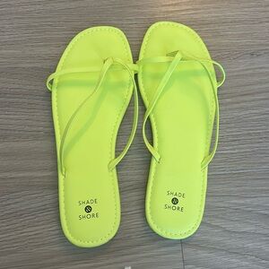Target neon yellow green sandals slides sz 8
